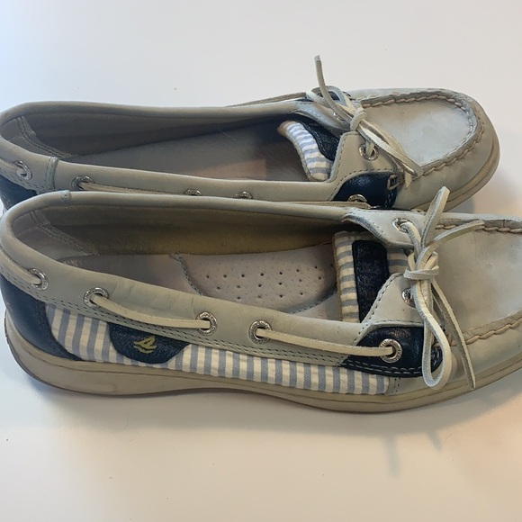 Sperry Leather sneaker size 8 Blue and seersucker - Picture 4 of 12
